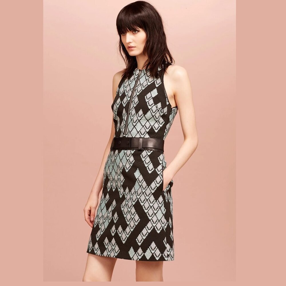 3.1 Phillip Lim Black Digital Anaconda Pattern Jacquard Belted
